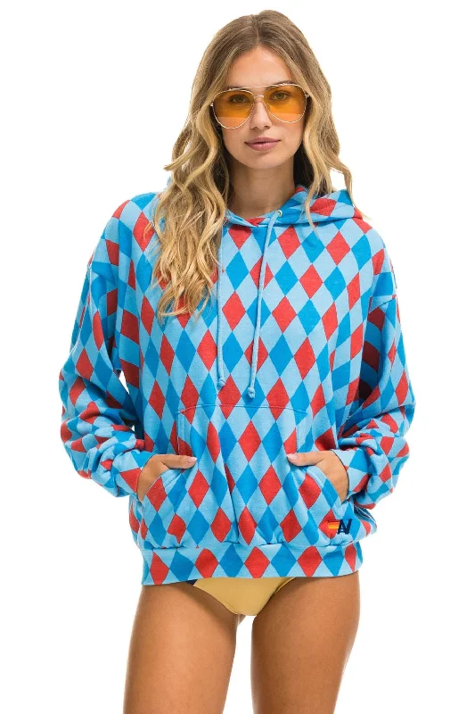 mens hoodie for comfortable style choices-DIAMOND REPEAT SMILEY RELAXED PULLOVER HOODIE - SKY