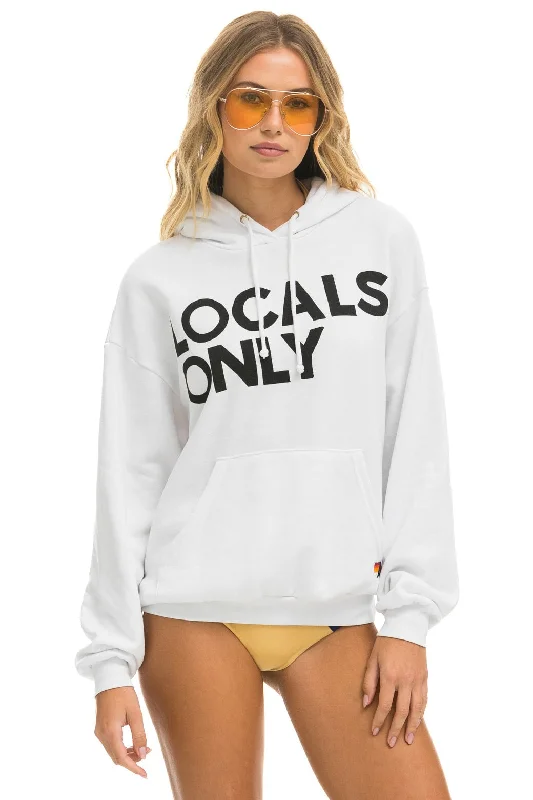 mens hoodie for cold weather layering-LOCALS ONLY RELAXED PULLOVER HOODIE - WHITE