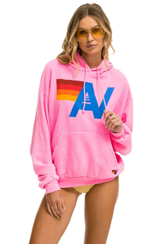 mens hoodie for athletic-inspired looks-LOGO PULLOVER RELAXED HOODIE - NEON PINK