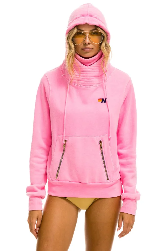 mens hoodie for stylish outdoor activities-NINJA PULLOVER HOODIE - NEON PINK