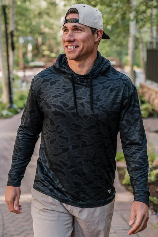 mens hoodie for fashionable athletic men-Performance Hoodie - Black Camo