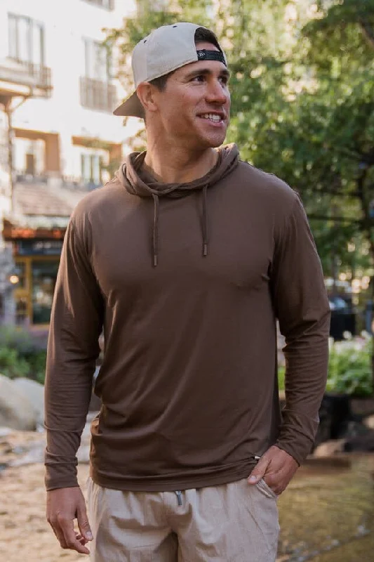 mens hoodie for urban performance wear-Performance Hoodie - Heather Brown