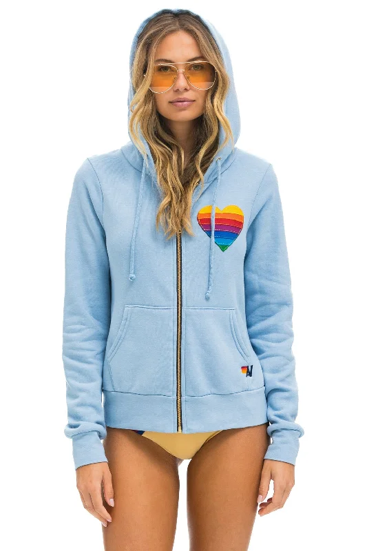 mens hoodie for stylish yet comfortable wear-RAINBOW HEART STITCH ZIP HOODIE - ICE