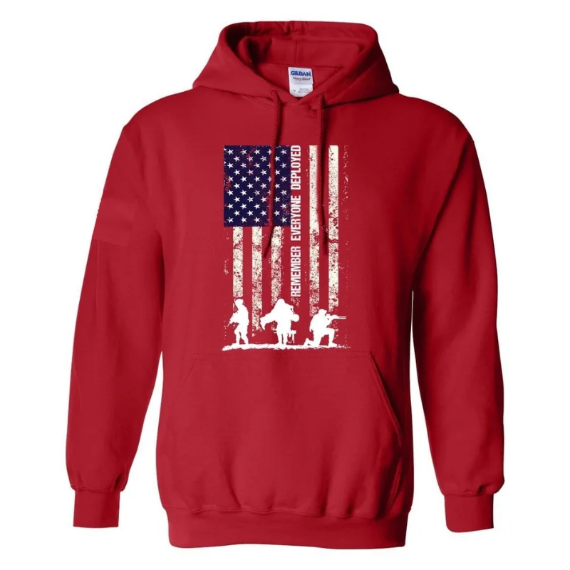 mens hoodie with stylish side details-Remember Everyone Deployed Hoodie