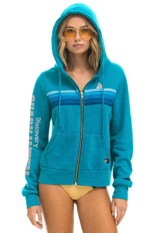 mens hoodie for premium casual look-SHARK WEEK 2024 ZIP HOODIE - TEAL