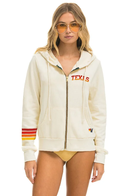 mens hoodie for versatile everyday wear-UNIVERSITY OF TEXAS HOOKEM ZIP HOODIE - VINTAGE WHITE