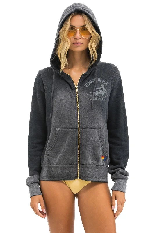 mens hoodie with fashionable detailing-VENICE SURFER ZIP HOODIE - FADED SMOKE