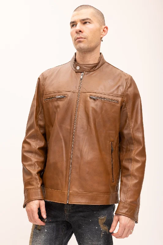 men's jackets with sleek modern design-Classic Genuine Leather Jacket - Brown