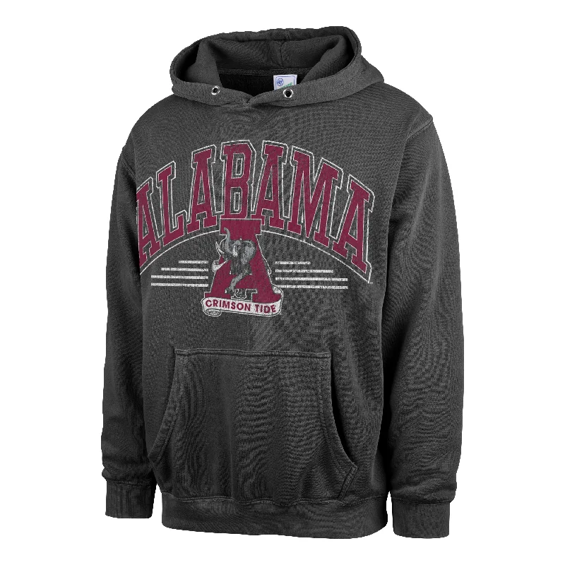 mens hoodie with updated modern features-ALABAMA CRIMSON TIDE VINTAGE SUN FADE '47 PIERCE HOOD