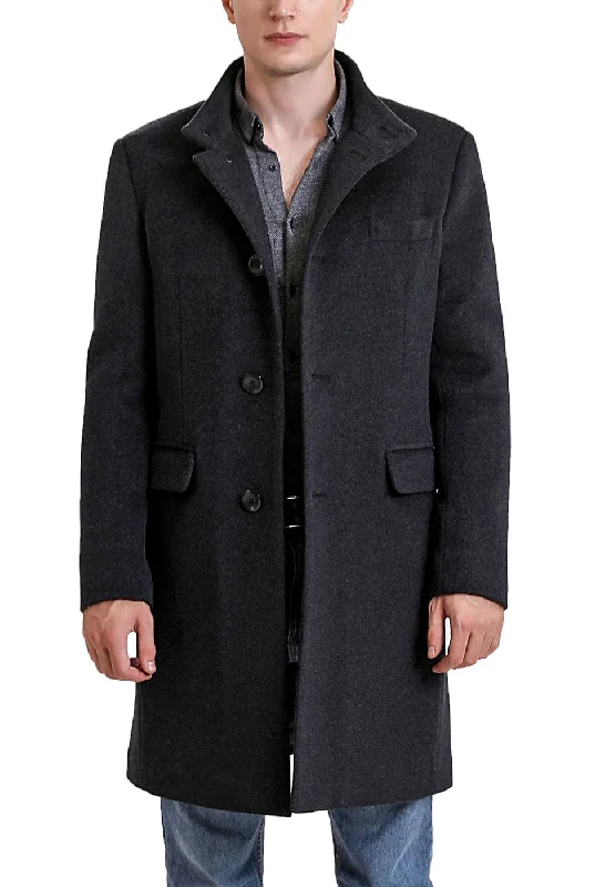 men's jackets with breathable lining-BGSD Men Jacob Cashmere Wool Blend Top Coat