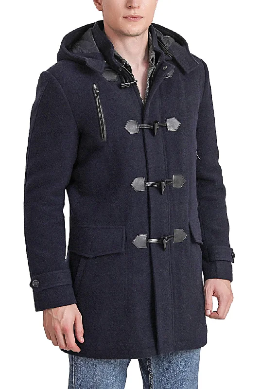 men's jackets with thermal fleece interior-BGSD Men Tyson Wool Blend Leather Trimmed Toggle Coat