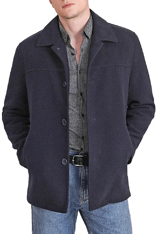 men's jackets with elastic waist design-BGSD Men Matthew Wool Blend Car Coat