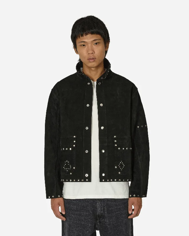 men's jackets with high-tech insulation-Deck Of Cards Studded Jacket Black