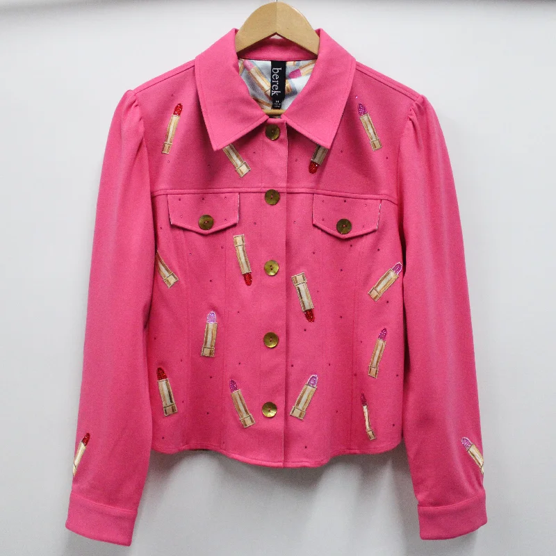 men's jackets with comfortable fabric construction-Bridget's Colorful Patches Lipstick Jacket