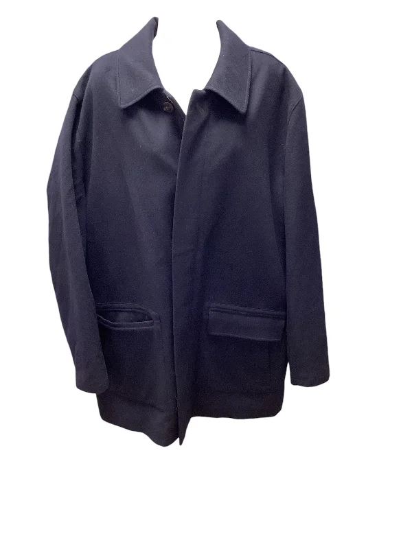 men's jackets with zip-off collar-Brooks Brother's Men's Wool Coat Navy XL