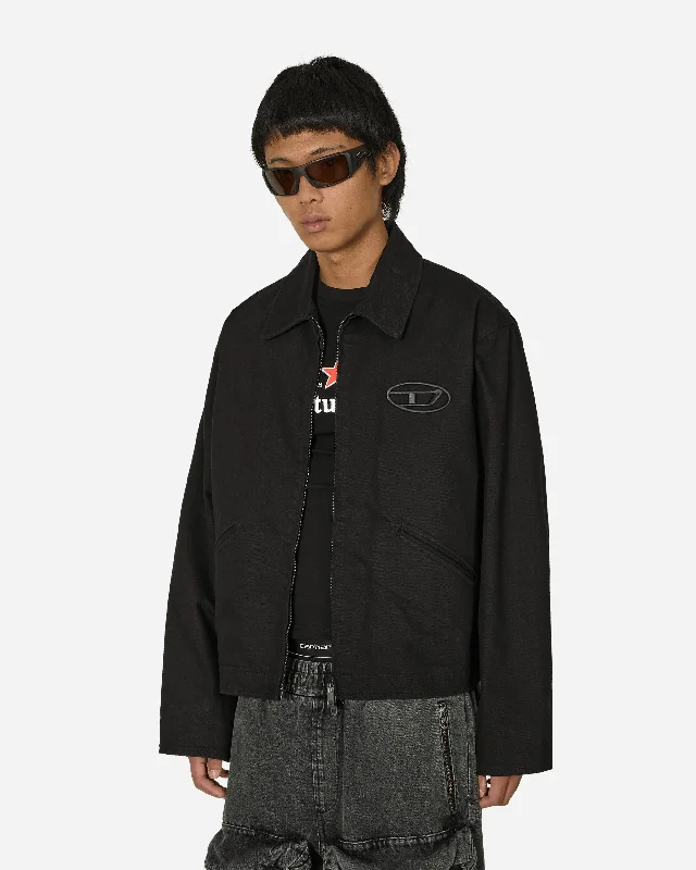 men's jackets with removable hood and cuffs-Bleached Logo Denim Jacket Black