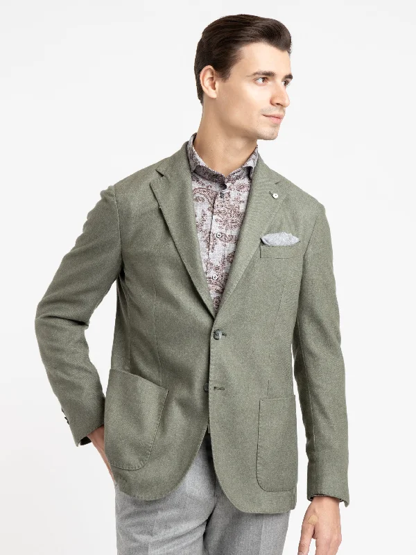 men's jackets with detachable cuffs-Green Garment-Dyed Jack Sport Jacket