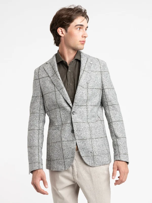 men's jackets with soft-touch finish-Grey Check Jack Sport Jacket