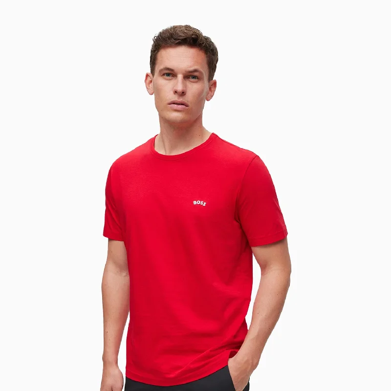 Men’s short-sleeve quid tops-Men's Organic Cotton T-Shirt With Curved Logo