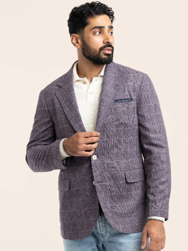 men's jackets with temperature-regulating fabric-Iris Purple Silk-Wool-Cashmere Sport Jacket