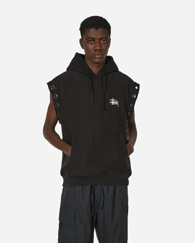 men's jackets for short winter trips-Stüssy Hooded Vest Black