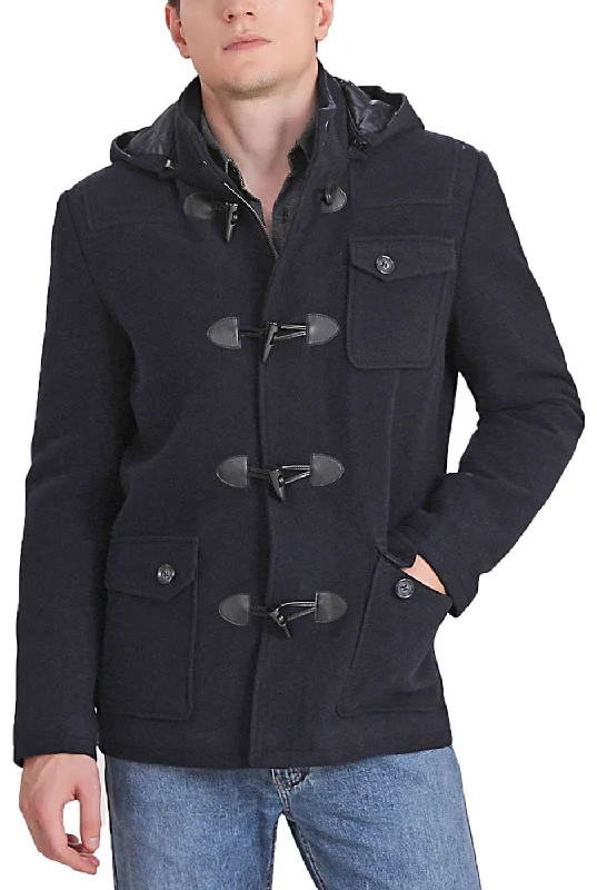 men's jackets with adjustable body fit-Landing Leathers Men Hank Wool Short Duffle Toggle Coat