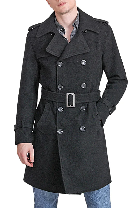 men's jackets with durable water-repellent finish-Landing Leathers Men Jake Cashmere Wool Blend Trench Coat