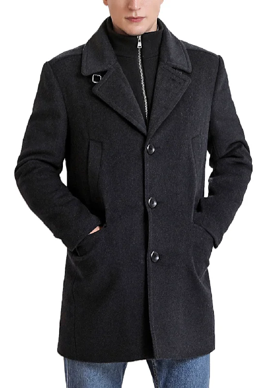 men's jackets with oversized pockets for storage-Landing Leathers Men Karl Cashmere Wool Blend Coat with Removable Bib