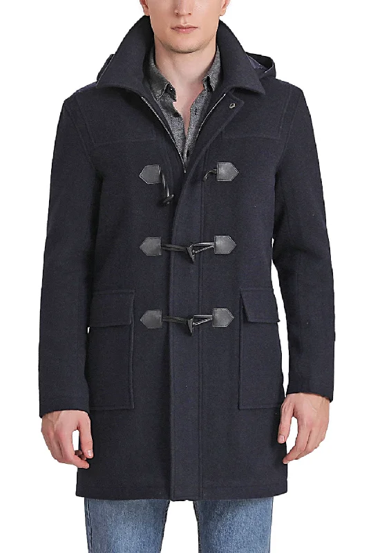 men's jackets with adjustable sleeve length-Landing Leathers Men Mason Wool Blend Duffle Toggle Coat