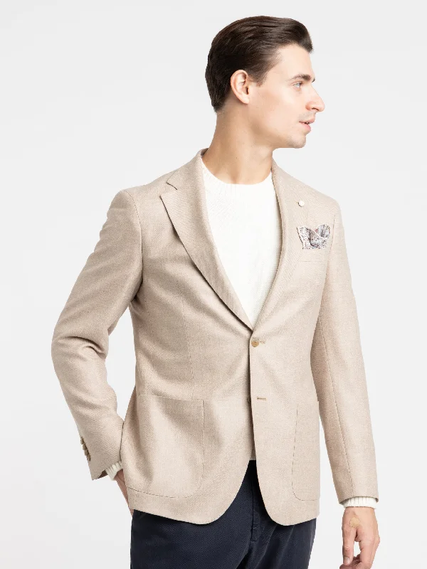 men's jackets with adjustable body fit-Light Brown Wool-Cashmere Sport Jacket