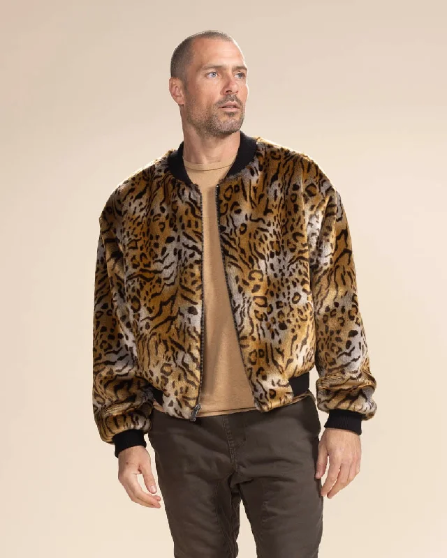 men's jackets for wet weather protection-Men's Faux Fur Jacket | Margay Wild Cat