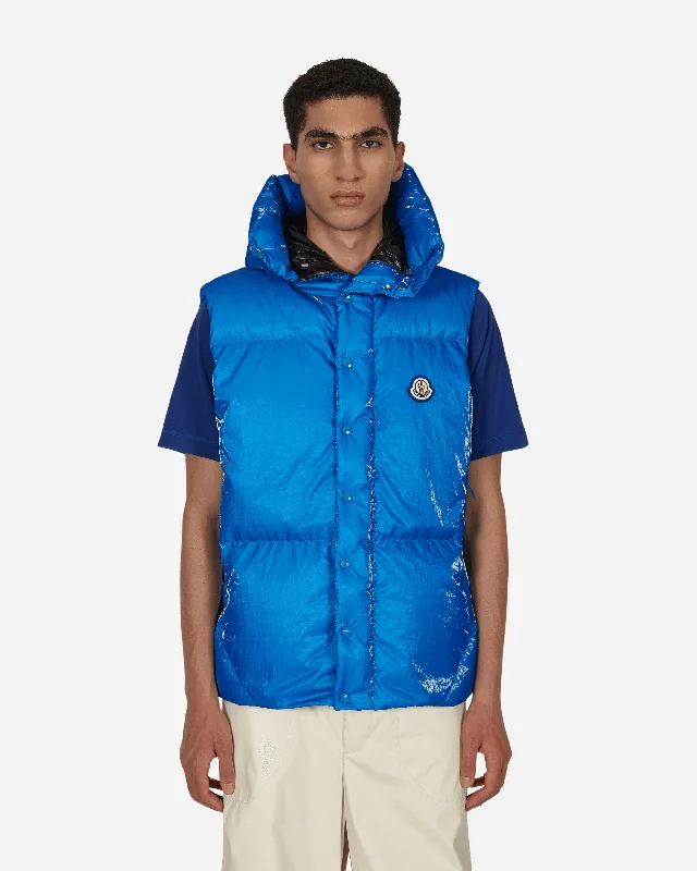 men's jackets with adjustable drawstring hood-Lawu Down Vest Blue