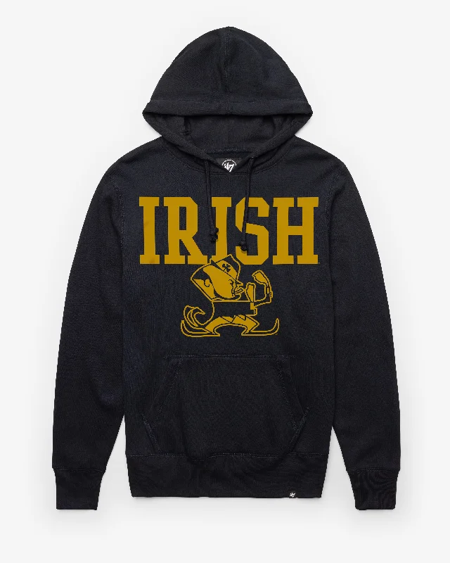 mens hoodie with comfortable modern fabric-NOTRE DAME FIGHTING IRISH VINTAGE STRAIGHT BLOCK HEADLINE HOOD