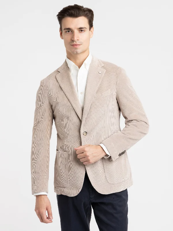 men's jackets with cozy plush lining-Oyster Grey Corduroy Garment-Dyed Jack Sport Jacket