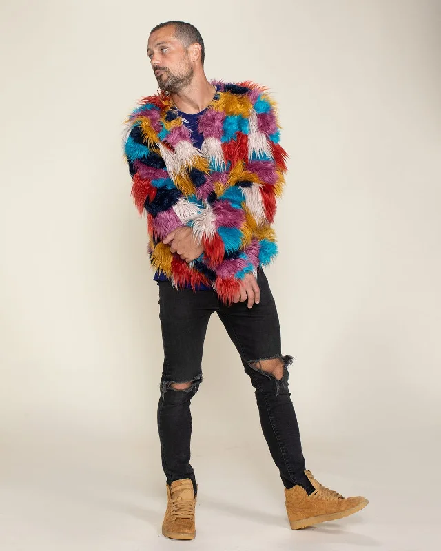 men's jackets with multi-functional pockets-Men's Colorful Faux Fur Jacket | Butterfly