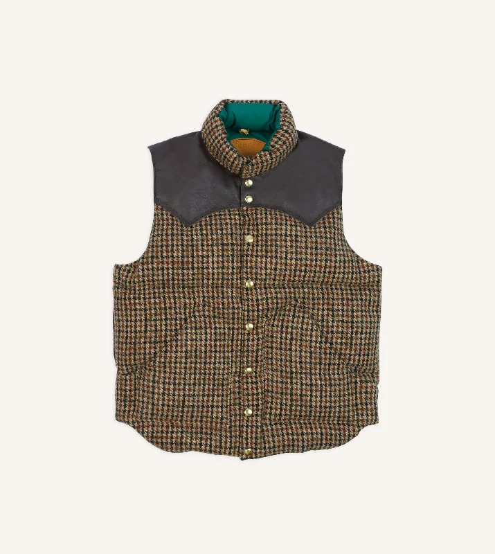 men's jackets for extreme sports and outdoor use-Rocky Mountain Featherbed for Drake's Houndstooth Check Harris Tweed Christy Down Vest