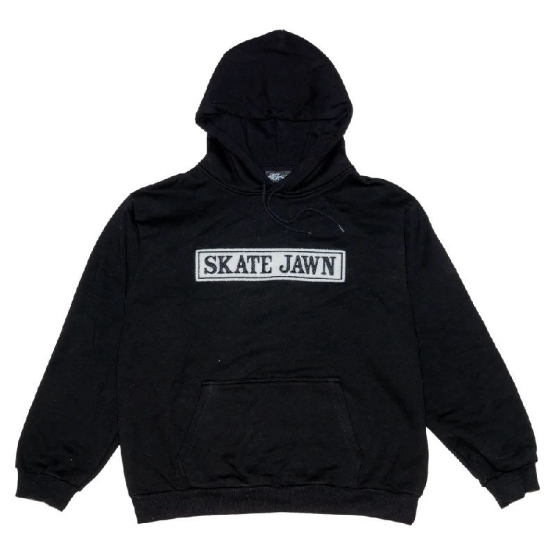 mens hoodie with minimalist pocket design-Skate Jawn Fuzzy Cover Box Hoodie Black