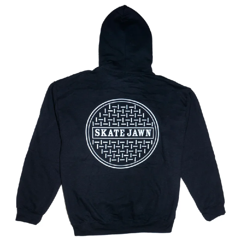 mens hoodie for gym sessions and beyond-Skate Jawn Sewer Cap Hoodie Black