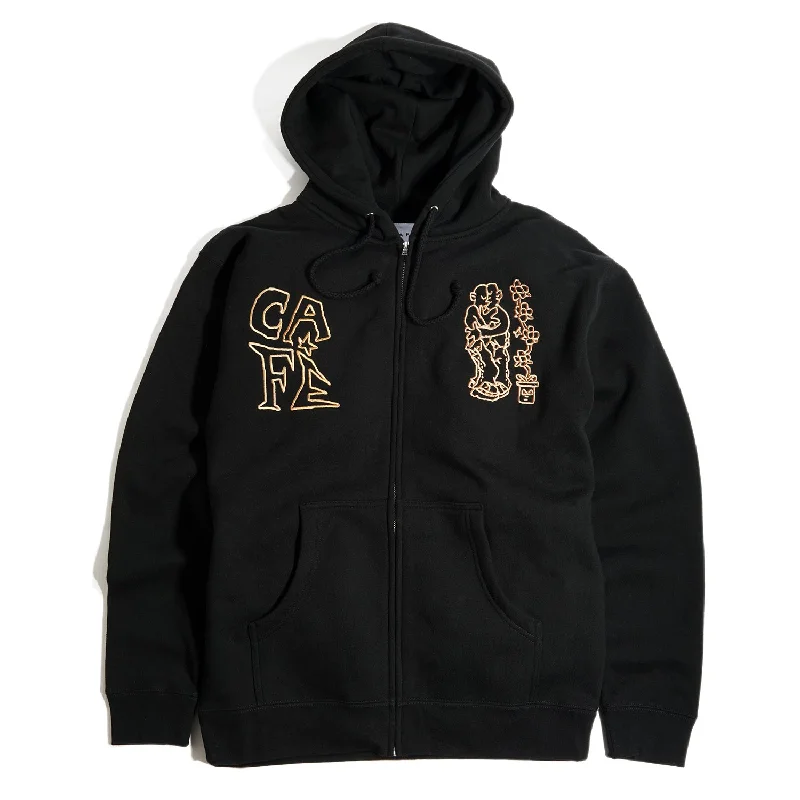 mens hoodie with functional yet stylish hood-Skateboard Cafe Ethan Embroidered Zip Hood Black