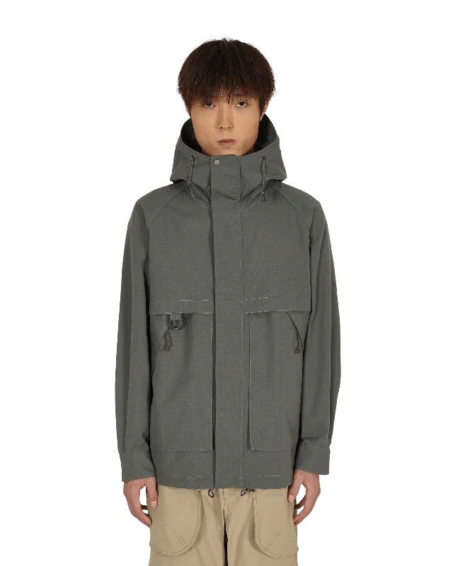 men's jackets with full-length zippers-Takibi Camping Parka Grey