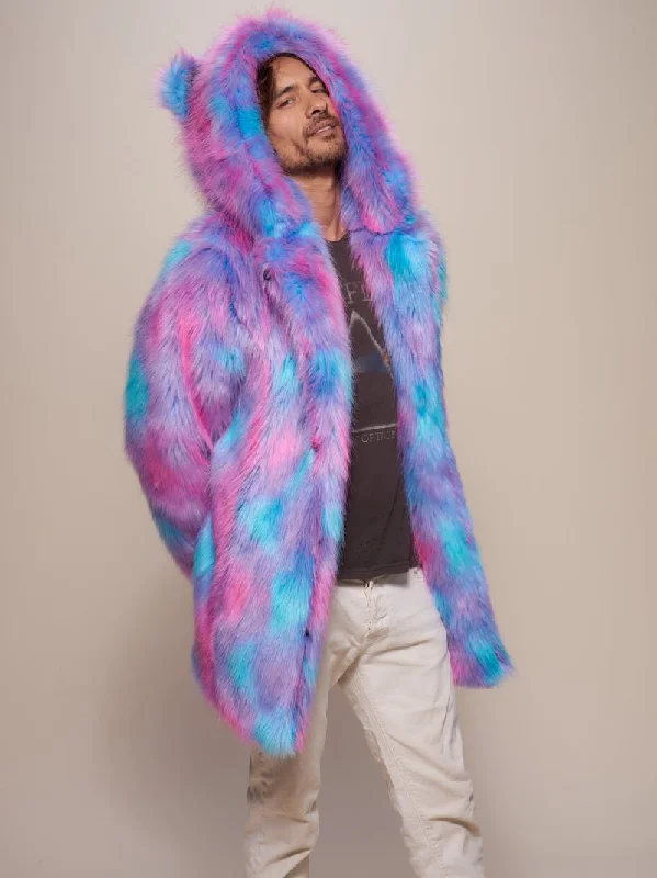 men's jackets with breathable thermal lining-Classic Men's Faux Fur Coat | Cotton Candy Bear