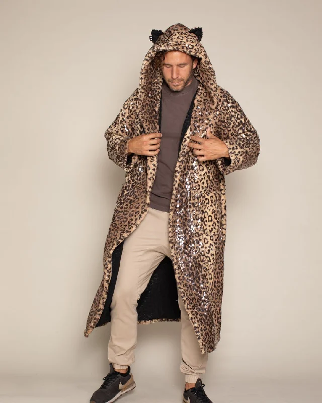 men's jackets for casual mountain hikes-Classic Men's Long Faux Fur Coat | Sri Lankan Leopard Print