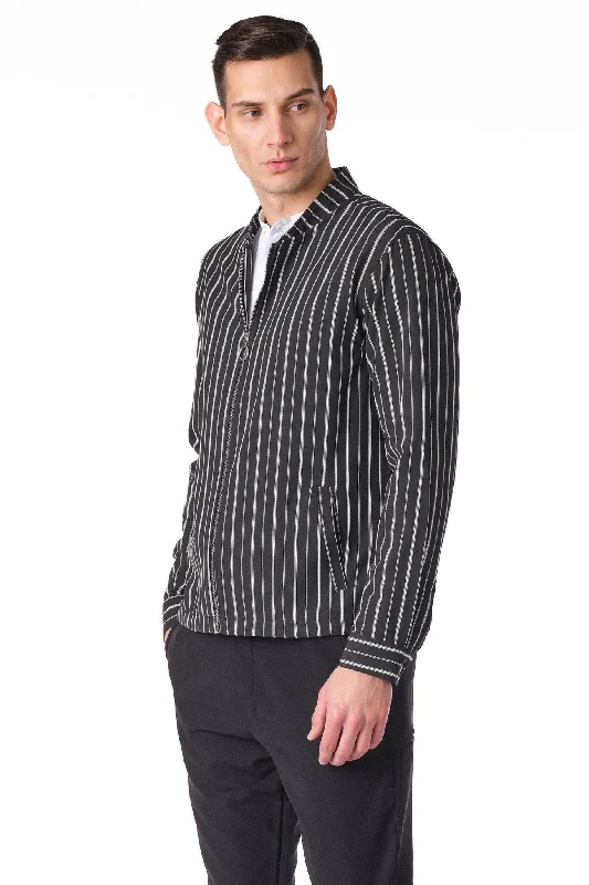 men's jackets with detachable hood and sleeves-City Zip Shell Jacket - Striped