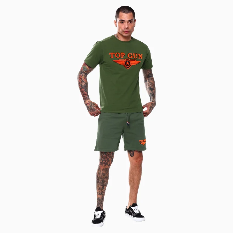 Men’s short-sleeve eave tops-Men's Embroidered Logo T Shirt And Shorts Outfit