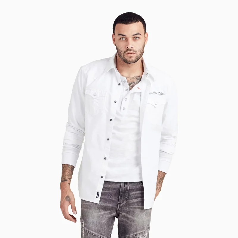 Men’s short-sleeve xing shirts-Men's Triple Needle Western Shirt