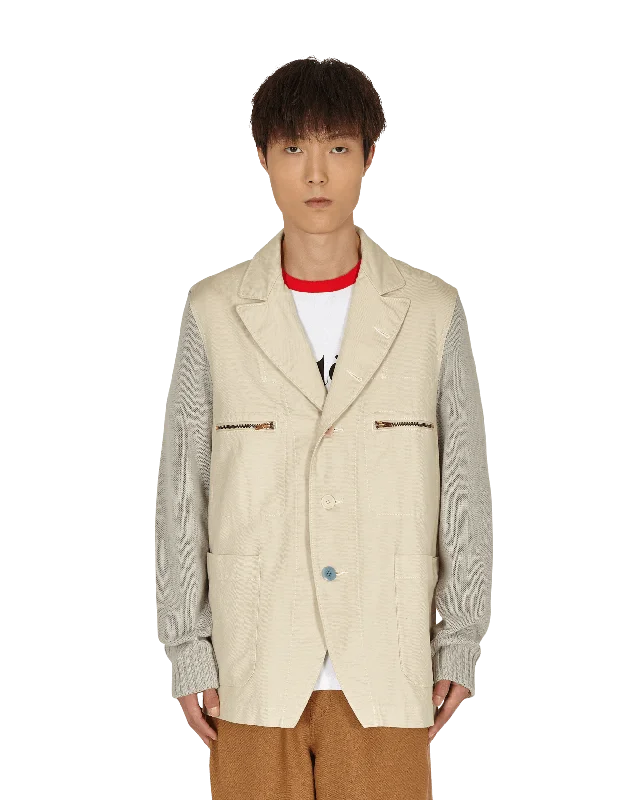 men's jackets with added warmth layers-Cotton Blazer White