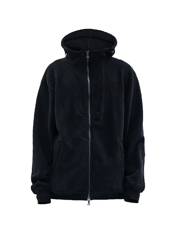 mens hoodie for stylish minimalist look-urrieta textured cotton zipped sweatshirt