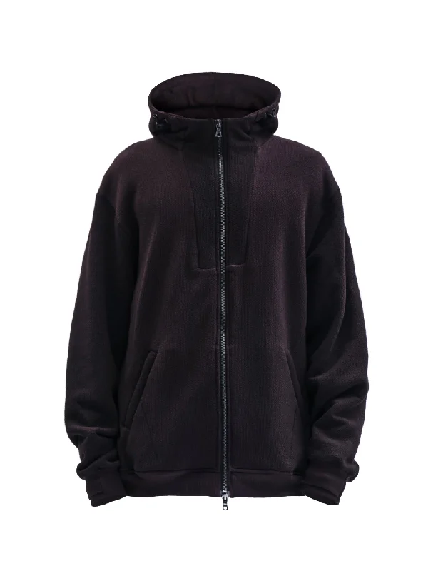 mens hoodie with cozy fleece lining-urrieta zipped sweatshirt cold dyed burgundy