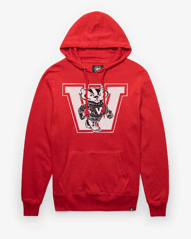 mens hoodie for bold sporty looks-WISCONSIN BADGERS VINTAGE IMPRINT '47 HEADLINE HOOD