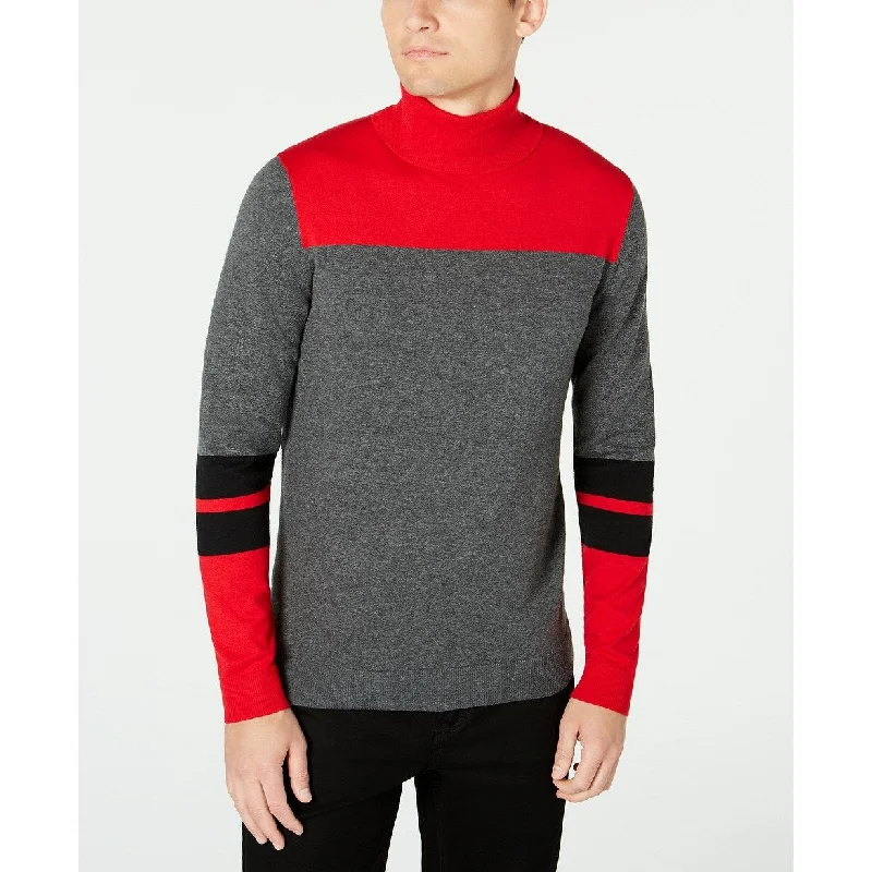 Men's obelisk sweater-Alfani Men's Blocked Turtleneck Sweater Wine Size Extra Large - X-Large